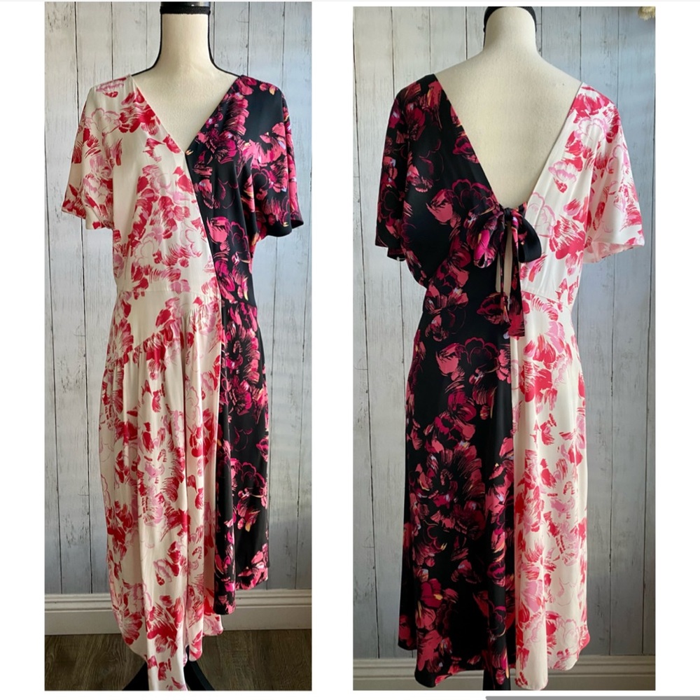 Lewit Silk Asymmetric Floral Dress